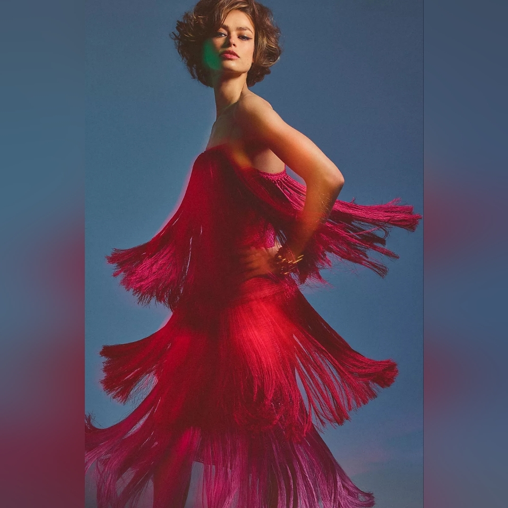 NWT Anthropologie Fringe Tier Dress
